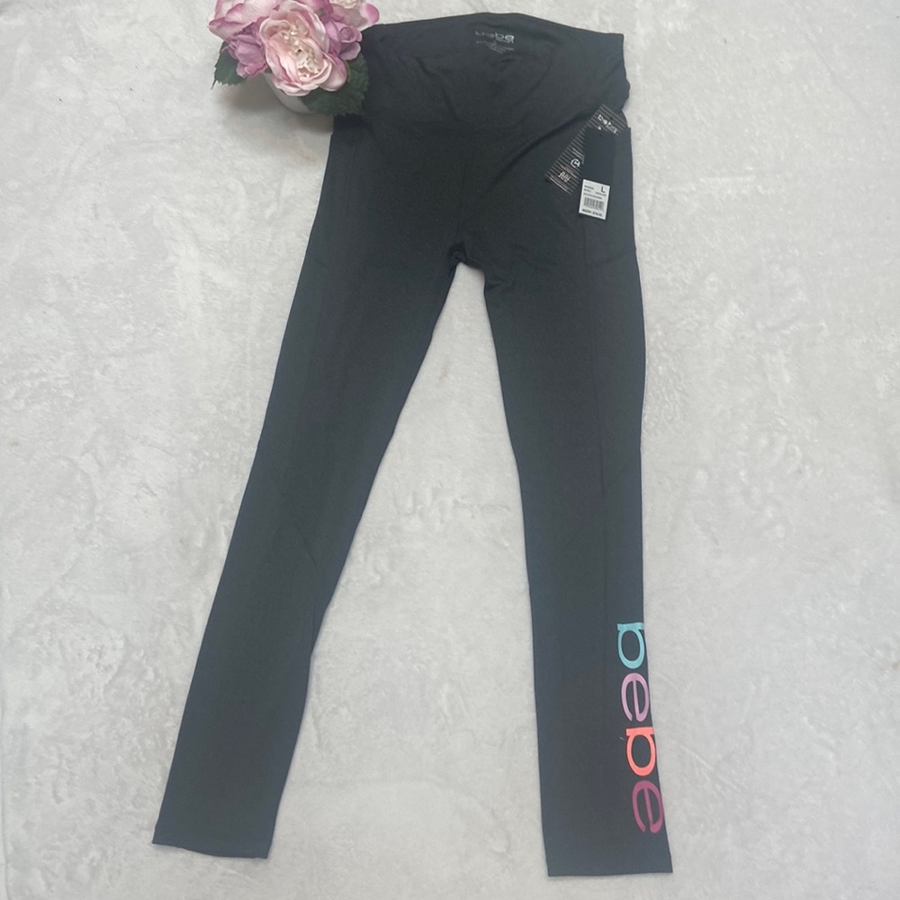 BEBE SPORT NWT Size L Charcoal Gray Leggings